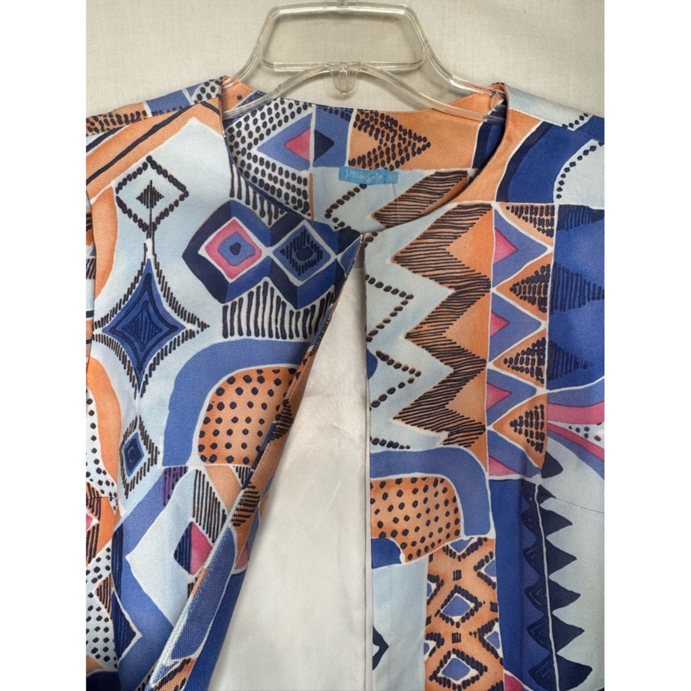J McLaughlin Womens Sussex Turkish Longline Jacket Duster Sz S Artsy Abstract - Picture 4 of 12